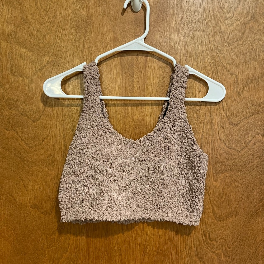 HONEYBUM soft brown teddy bear material cropped tank